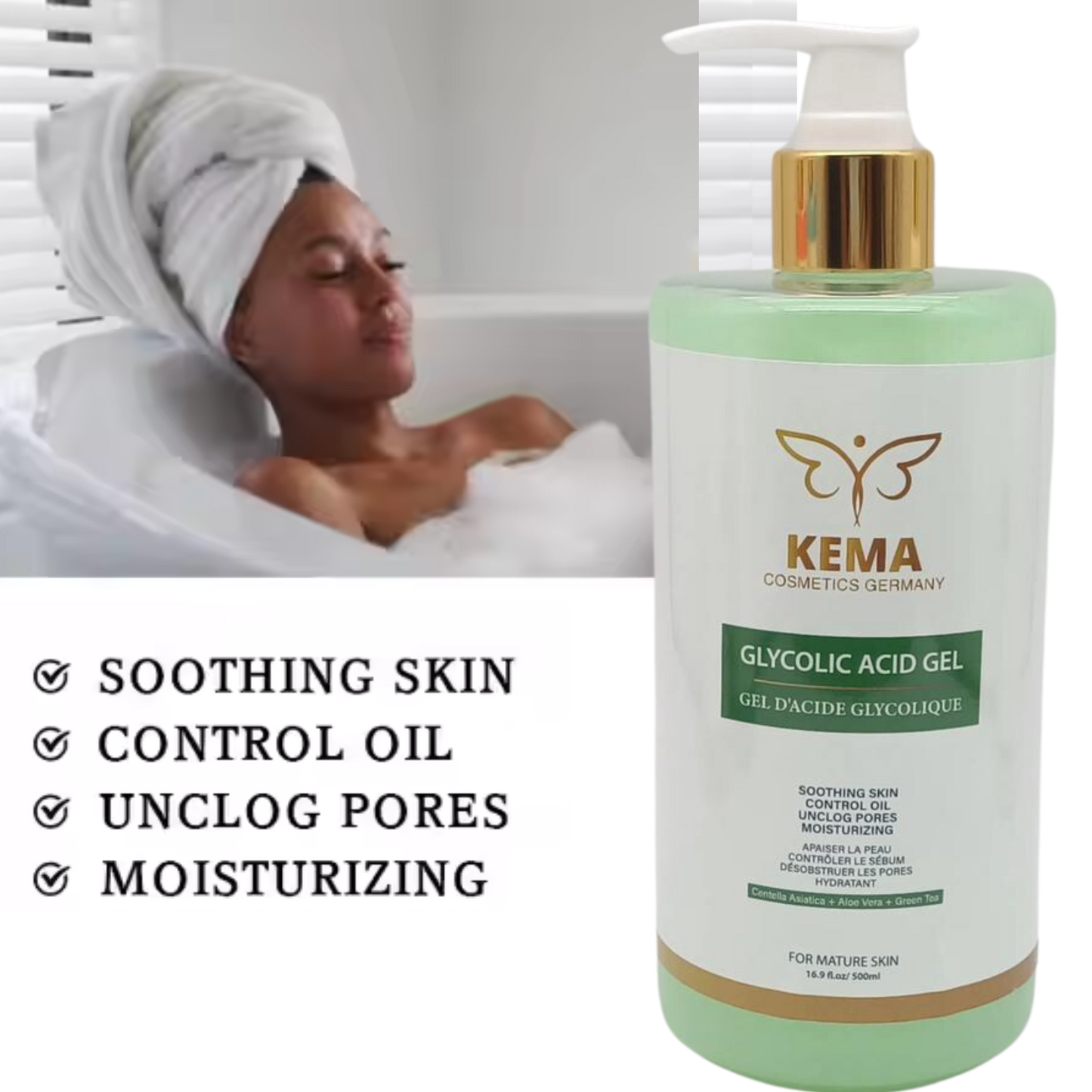 Gel douche Exfolliant à ACIDE GLYCOLIQUE